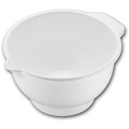 Round Plastic Mixing Bowl with Spout, PP, White 4.0 L