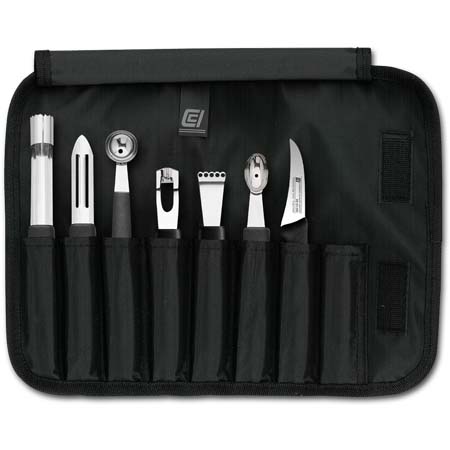 Complete Garnishing Set with Paring Knife in Roll