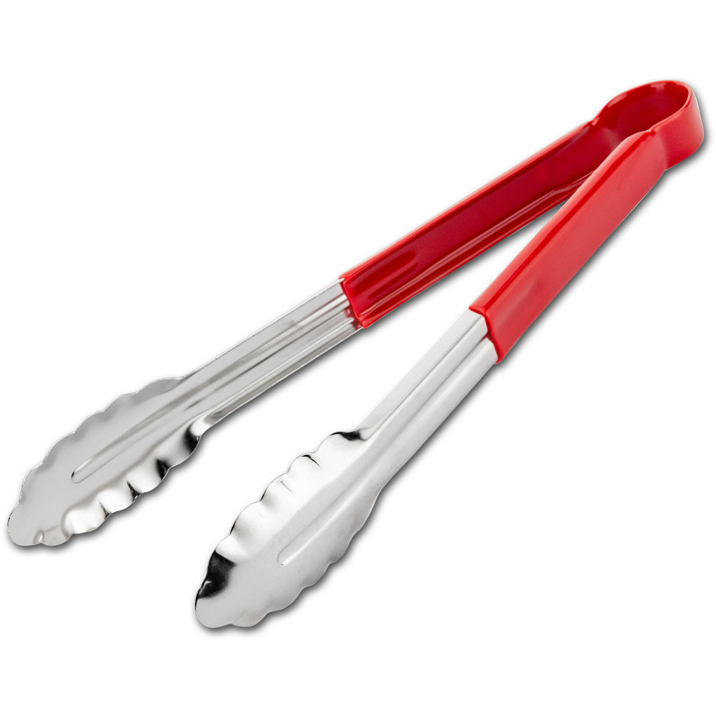 12" One-Piece Tongs, Red Handle