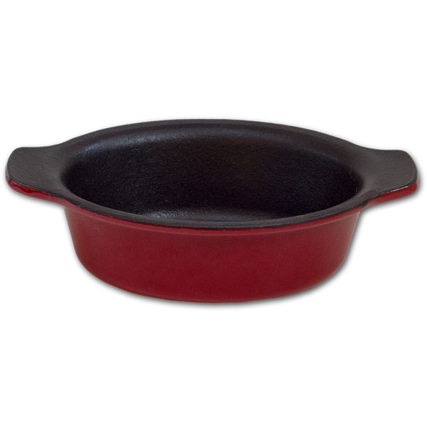 6.9" Pre-seasoned Cast Iron Oval Dish, Red