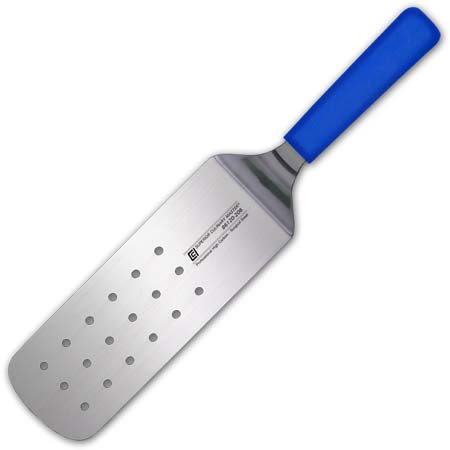 8" Turner, Perforated, Blue Handle