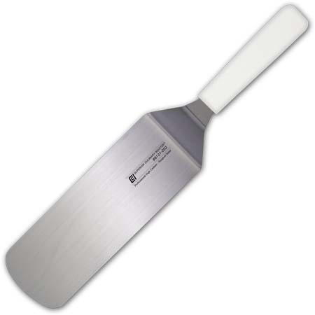 8" Turner, Round End, White Handle