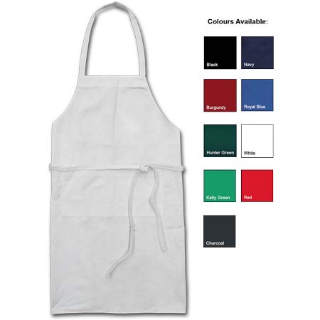 Standard Bib Apron, White with 2 Pockets & Pencil Slot