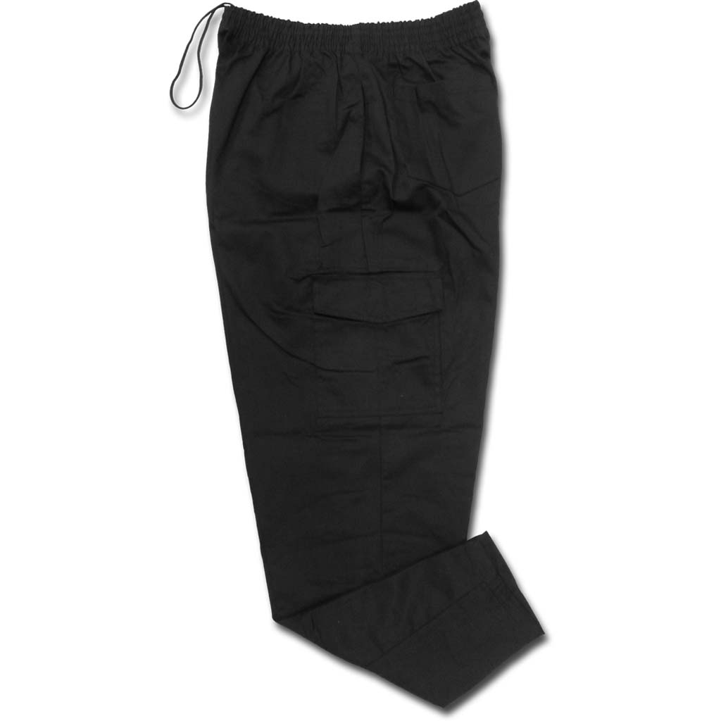 Black Cargo Chef Pants with Drawstring