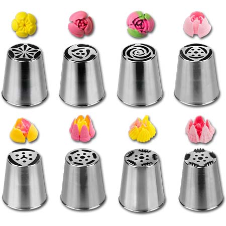 8 Piece Russian Piping Tip Set, Stainless Steel